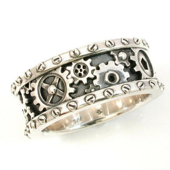 Other - New Cool 925 Silver Men's Gears Band Ring